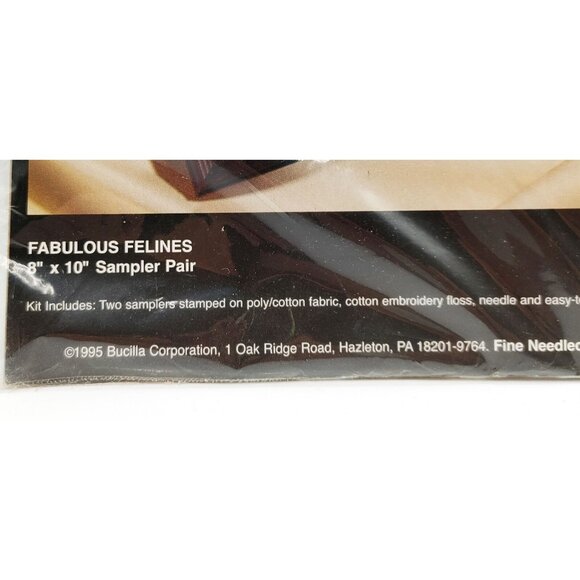 Bucilla Stamped Cross Stitch Kit 644281 Fabulous Felines Vintage 1995 NEW - Picture 3 of 3